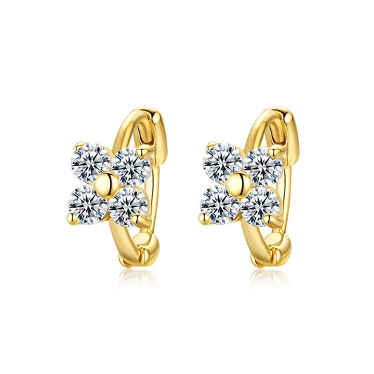 D VVS1 Four-Leaf Clover Moissanite Earrings for Women S925 Silver GRA Certified Hot Sell Hoop Dainty Fashion Jewelry