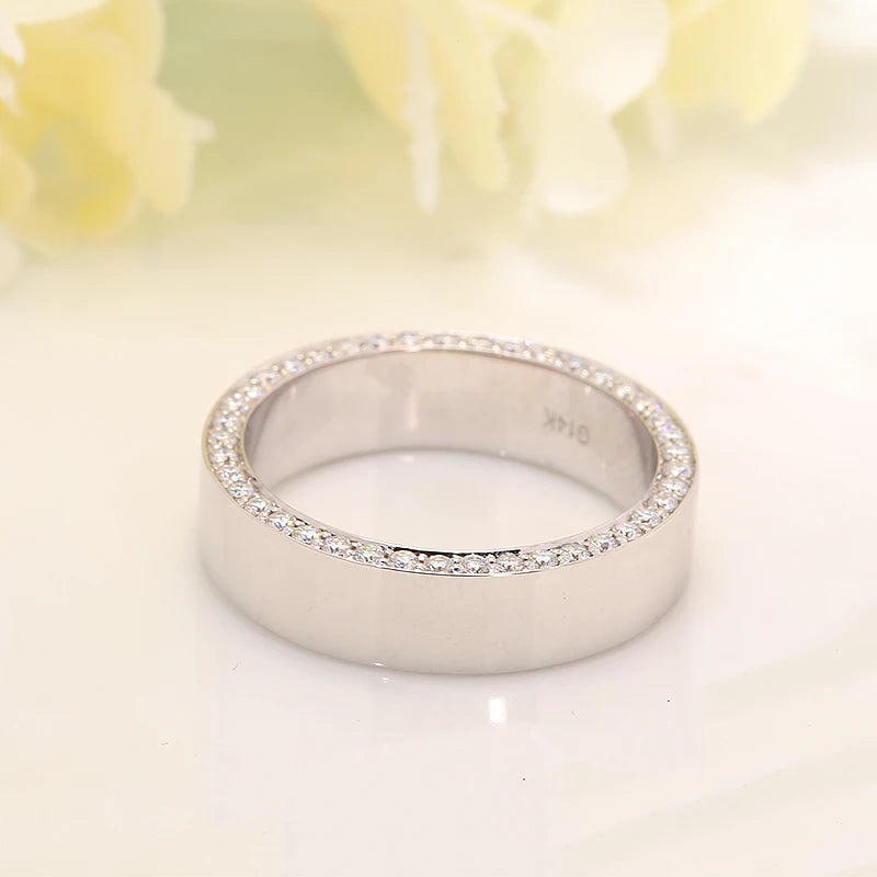 AEAW 14K White Gold Moissanite Rings Wedding Bands Solid Real Jewelry Top Quality D Color VVS1 round Cut Moissanite