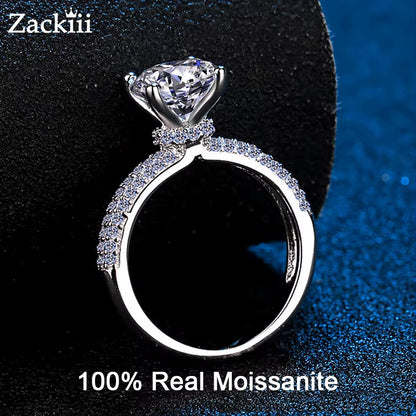 Real Moissanite Engagement Ring with Pave Band 2Ct 925 Sterling Silver Diamond Dream Wedding Rings for Women Bridal Jewelry