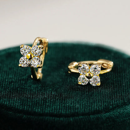 D VVS1 Four-Leaf Clover Moissanite Earrings for Women S925 Silver GRA Certified Hot Sell Hoop Dainty Fashion Jewelry