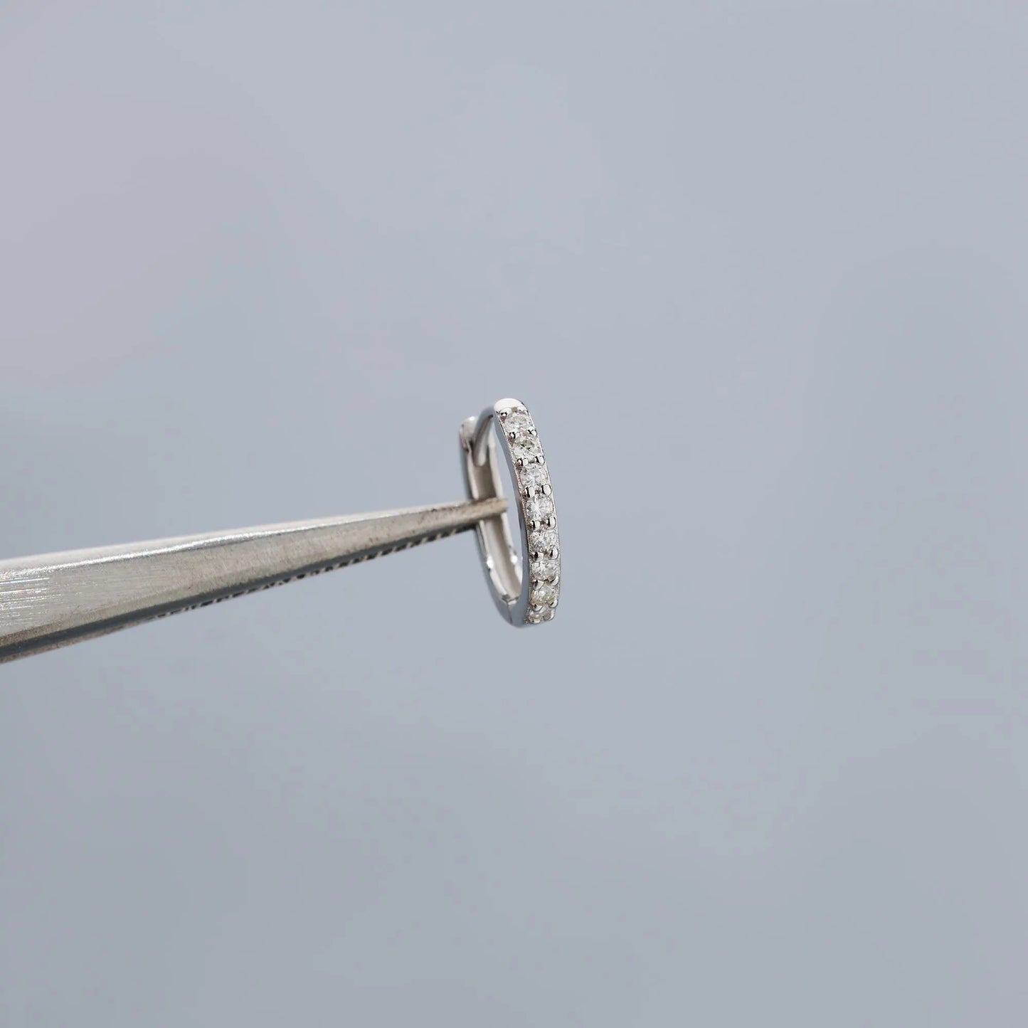 Moissanite Huggie Hoops, 925 Sterling Silver, Full Pavé Hoop Earrings, 6Mm 7Mm 8Mm 9Mm, Sold as a Pair