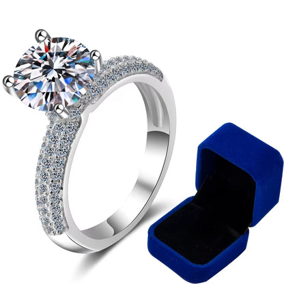 Real Moissanite Engagement Ring with Pave Band 2Ct 925 Sterling Silver Diamond Dream Wedding Rings for Women Bridal Jewelry