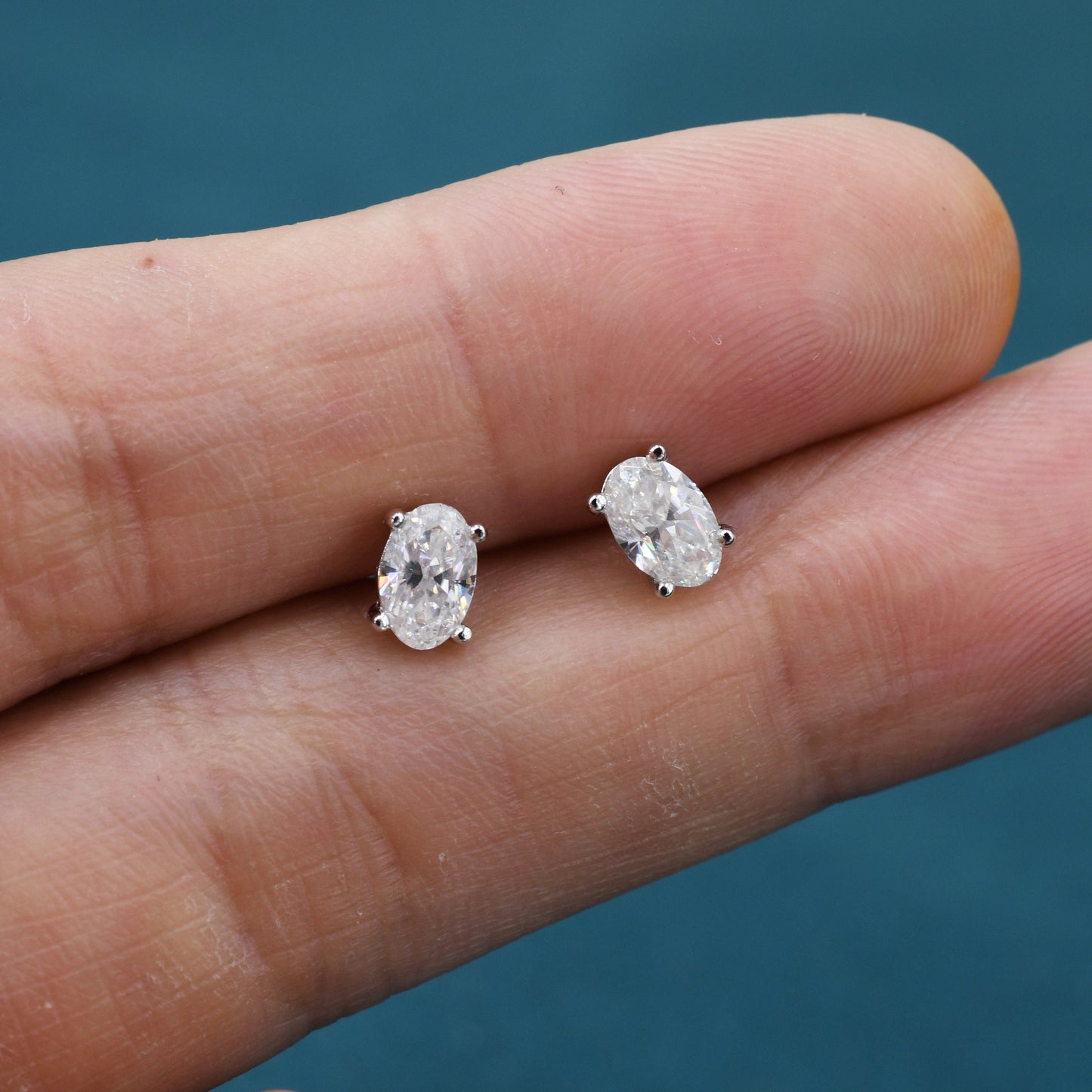 1Ct Moissanite Diamond Stud Earrings in Sterling Silver, Oval Cut Earrings, 4X6Mm, Four Prong Set, Oval Moissanite Earrings